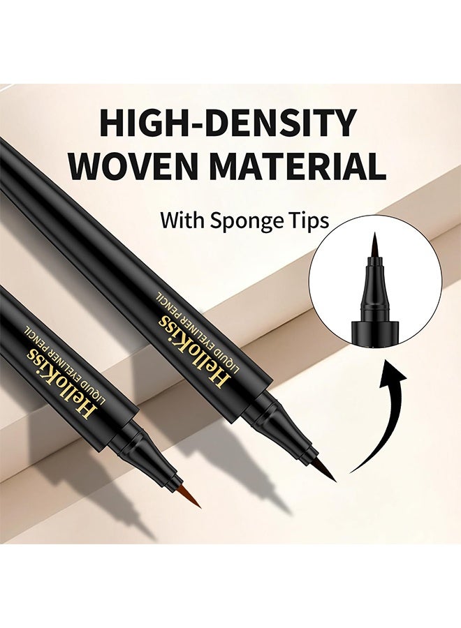 هيلوكيس قلم كحل سائل، كحل عيون سائل مقاوم للماء، طويل الأمد، مضاد للتلطخ، فائق النعومة، قلم كحل، صيغة نباتية، رأس دقيق للغاية 02#بني - Image 4